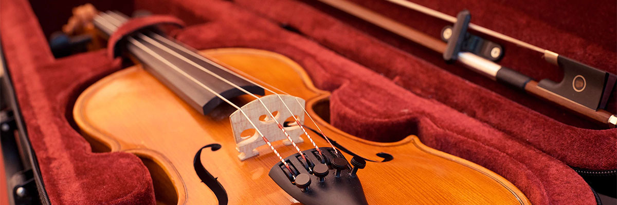 Violin in a red case